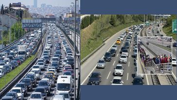 Bayram Trafiği... Yollar kilit! İstanbul-Tekirdağ yolunda trafik yoğunluğu...