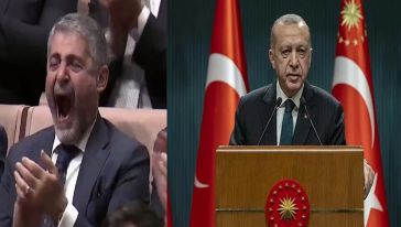 Cumhurbaşkanı Erdoğan konuştu, Bakan Nebati esnedi... O anlar sosyal medyada gündem oldu!