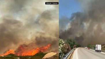 Datça'nın ardından Çeşme'de de yangın çıktı! Yangın Alaçatı'ya doğru ilerliyor...