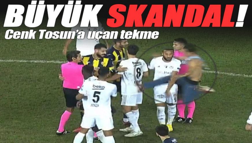 Büyük skandal! Ankaragücü Beşiktaş maçında uçan tekme..!