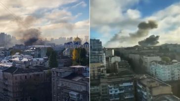 Ukrayna'nın başkenti Kiev'de peş peşe patlama sesleri...
