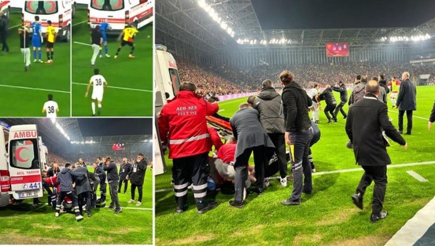 Göztepe - Altay maçı yarıda kaldı! Tribünlerden havai fişek atıldı, kaleciye taraftar saldırdı...