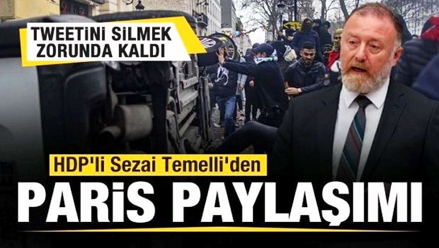 HDP'li milletvekili Sezai Temelli'den skandal Paris paylaşımı! Apar topar silip özür diledi...