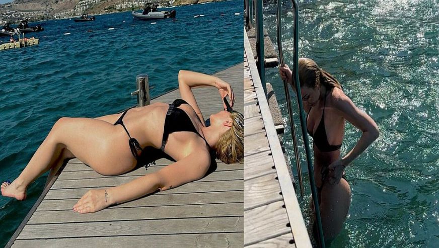 Ünlü sunucu Hande Sarıoğlu'nun bikinili pozlarına hayranları beğeni yağdırdı!
