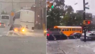 New York'ta OHAL... Şehri sel bastı, yollar kapandı!