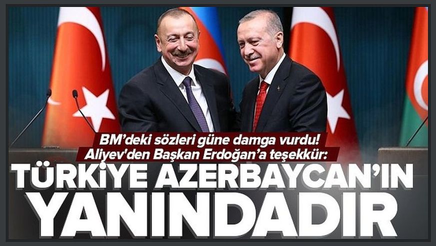 Azerbaycan Cumhurbaşkanı İlham Aliyev'den Cumhurbaşkanı Erdoğan'a teşekkür...