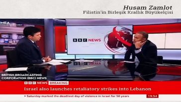 BBC sunucusuna Filistin'in Britanya Büyükelçisi Husam Zomlot'tan şok soru: "Filistinliler ölürken beni davet ettin mi?"