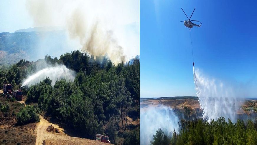 Çanakkale cayır cayır yanıyor... Havadan ve karadan müdahale başladı!