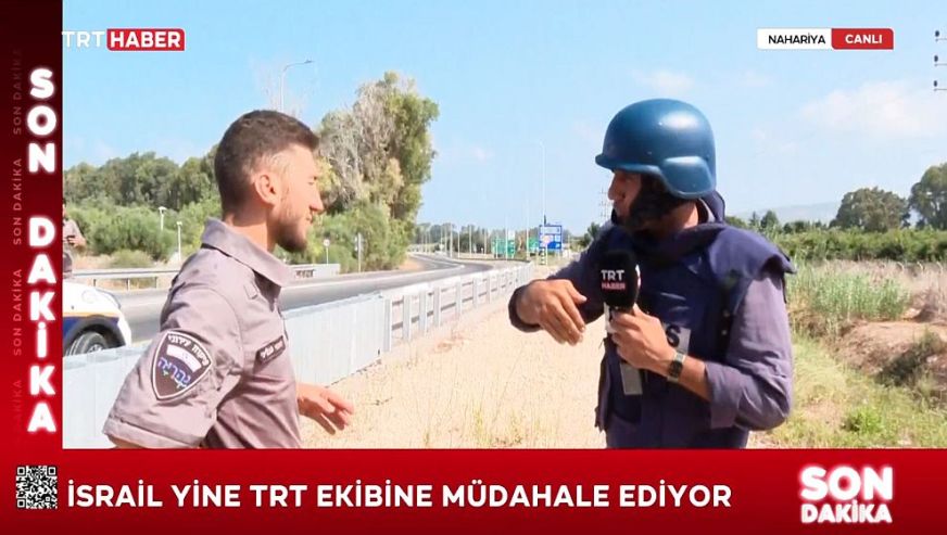 İsrail polisinden canlı yayında TRT ekibine müdahale! Yayını kestiler...