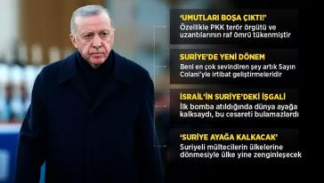 Cumhurbaşkanı Erdoğan: "PKK/YPG'nin umutları boşa çıktı... Umarım Sednaya fotoğrafı bize akıl verenleri utandırmıştır"