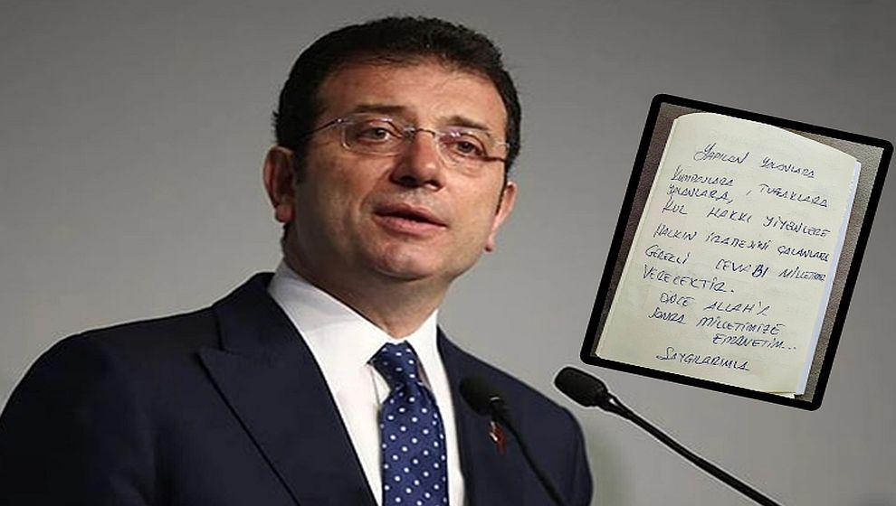 Ekrem İmamoğlu'ndan gözaltında ilk mesaj: 'Milletimiz gerekli cevabı verecek...'