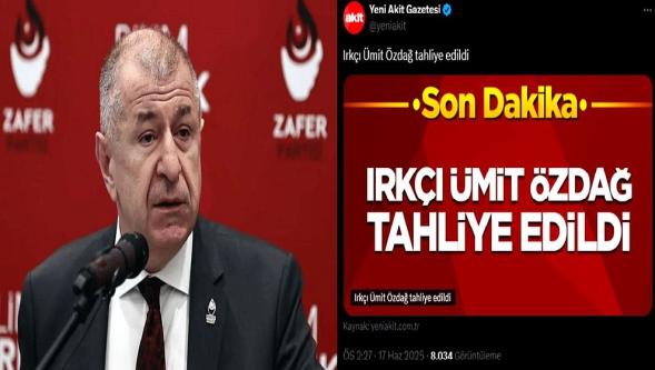 Ferdi Zeyrek için 'Çarpıldı' diyen Yeni Akit Ümit Özdağ için de “Irkçı