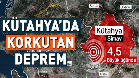 Kütahya'da 4,5 büyüklüğünde korkutan deprem...