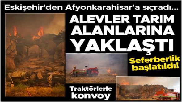 Nem düştü, rüzgar arttı! Eskişehir'den Afyonkarahisar'a sıçrayan orman yangını rüzgarın etkisiyle büyüyor!