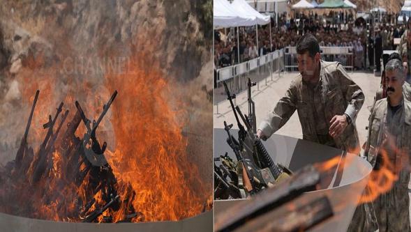 Tarihi görüntüler geldi... Terör örgütü PKK silahları kazanda böyle yaktı!