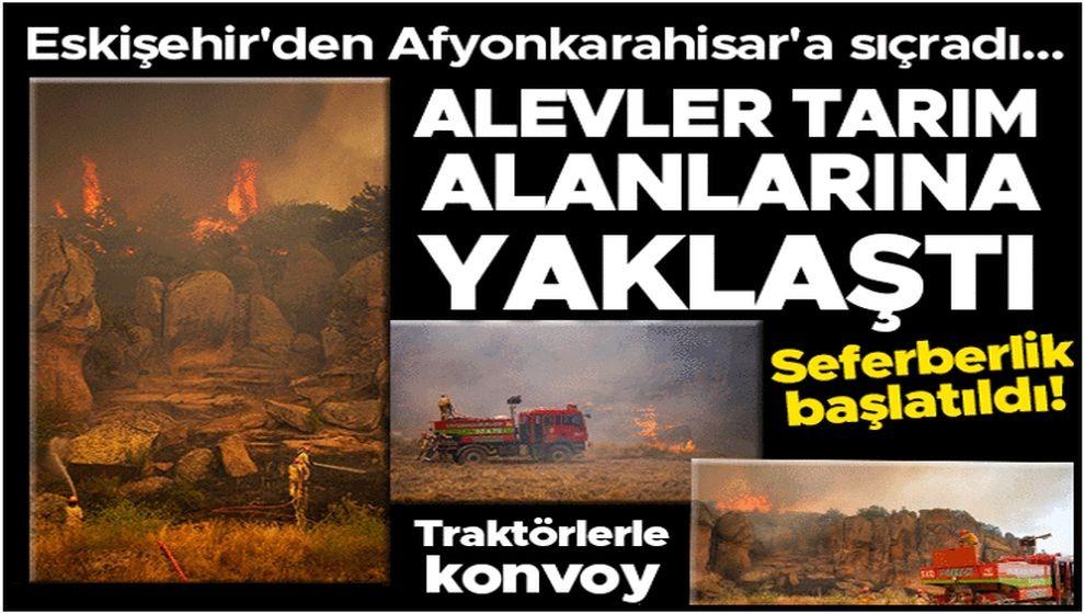 Nem düştü, rüzgar arttı! Eskişehir'den Afyonkarahisar'a sıçrayan orman yangını rüzgarın etkisiyle büyüyor!