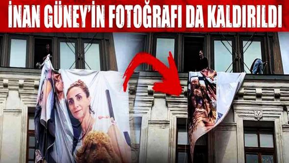 CHP'nin Beyoğlu'ndaki mitingi öncesi İnan Güney'in aile fotoğrafı kaldırıldı...