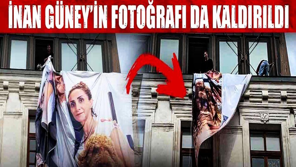 CHP'nin Beyoğlu'ndaki mitingi öncesi İnan Güney'in aile fotoğrafı kaldırıldı...