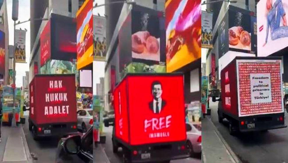 Cumhurbaşkanı Erdoğan'ın ABD ziyareti devam ederken 'Free İmamoğlu' kamyonu New York caddelerinde...