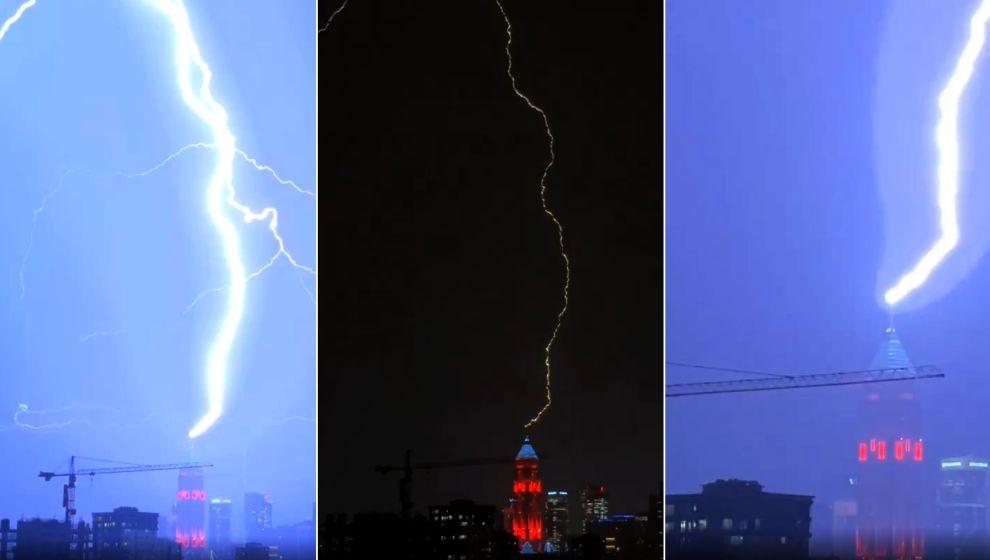 İstanbul Finans Merkezi’ne yıldırım düştü! O anlar sosyal medyada gündem oldu...