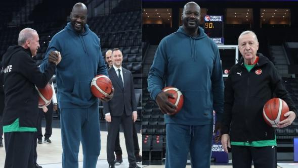 Cumhurbaşkanı Erdoğan, NBA'in efsane yıldızlarından Shaquille O'Neal ile buluştu...