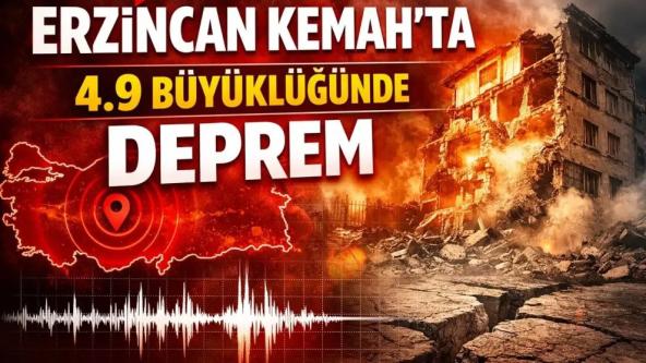 Erzincan'da 4,9 büyüklüğünde deprem..!
