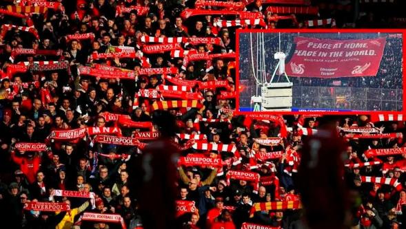 Liverpool taraftarından Atatürk pankartı! TRT o anları göstermedi!