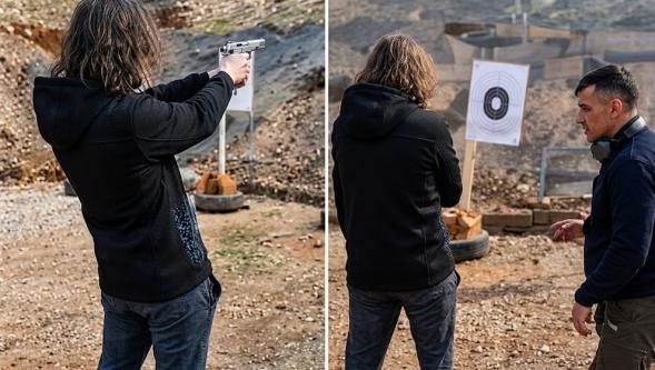 İsa Aras Mersinli'nin poligondaki görüntüleri ortaya çıktı... Babasıyla böyle atış talimi yapmış...