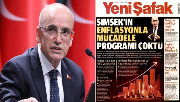 Yeni Şafak'tan Bakan Şimşek'e yaylım ateşi: "Enflasyonla mücadele programı çöktü..!"
