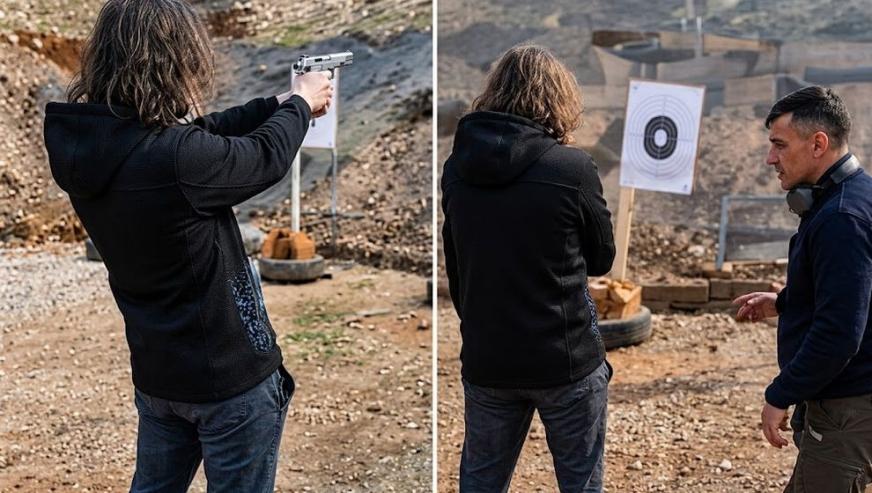 İsa Aras Mersinli'nin poligondaki görüntüleri ortaya çıktı... Babasıyla böyle atış talimi yapmış...