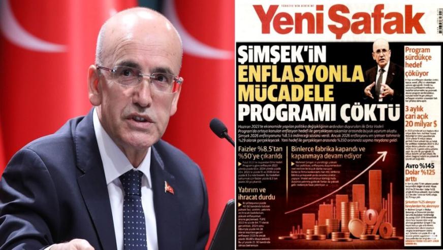 Yeni Şafak'tan Bakan Şimşek'e yaylım ateşi: "Enflasyonla mücadele programı çöktü..!"