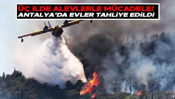 Muğla, Antalya ve Afyonkarahisar'da orman yangını... Antalya'da bazı evler tahliye edildi!