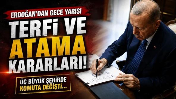 Üç büyük şehirde komuta değişti… Cumhurbaşkanı Erdoğan'dan gece yarısı terfi ve atama kararları! 