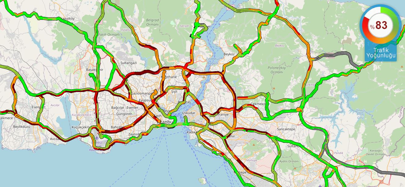 İstanbul'da kar trafiği, yoğunluk yüzde 83'e ulaştı