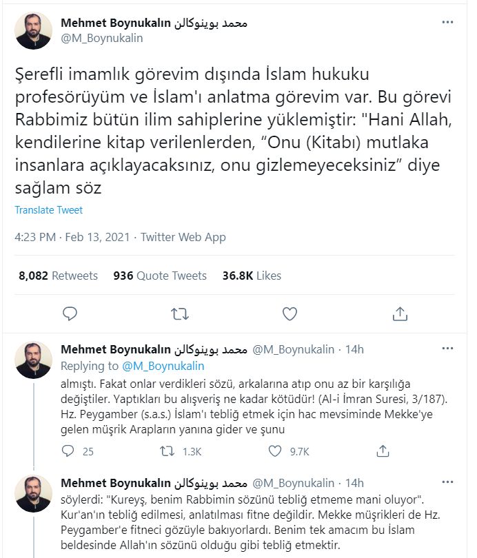 Prof. Dr. Mehmet Boynukalın, Özışık'a Twitter Üzerinden Cevap Verdi!