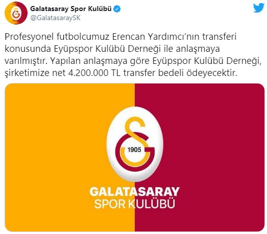 Galatasaray'ın Eyüpspor'dan 4,2 Milyonluk Transferi Erencan Yardımcı Gündem Oldu!