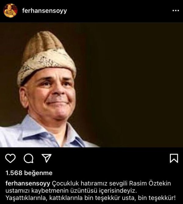 Ferhan Şensoy'dan Rasim Öztekin'e; 