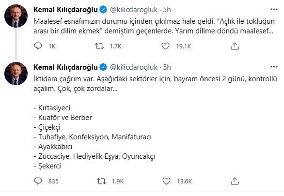CHP Lideri Kılıçdaroğlu'ndan iktidara çağrı! ‘2 gün açalım'