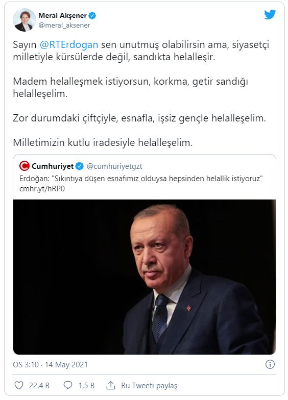 Helallik isteyen Cumhurbaşkanı Erdoğan'a muhalefetten sert tepki!