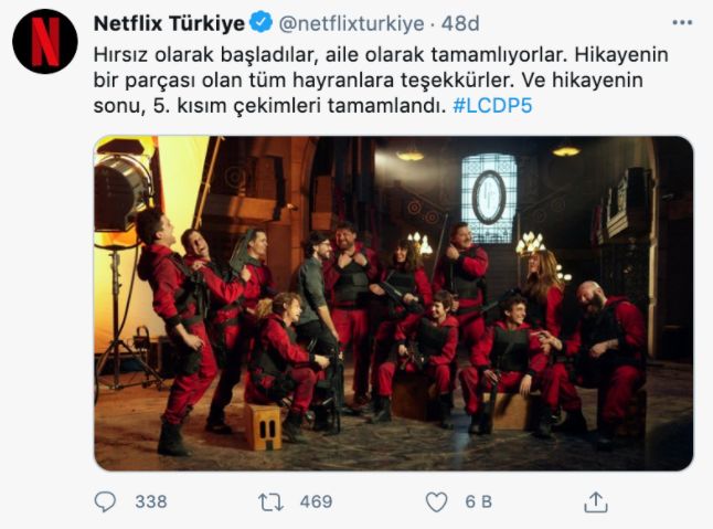 Netflix Türkiye'den 'La Casa de Papel 5' paylaşımı: Ve hikâyenin sonu....!