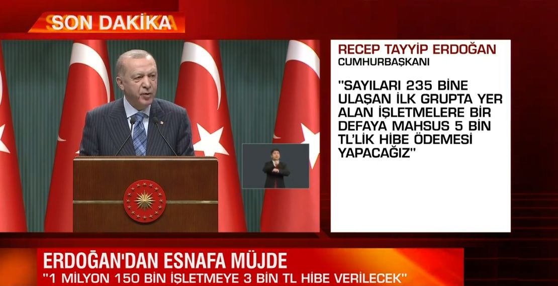 Cumhurbaşkanı Erdoğan esnafa destek paketlerini açıkladı!