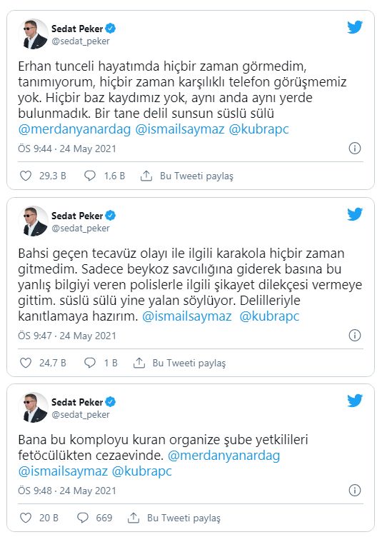 Bakan Soylu yayındayken Sedat Peker'den Soylu'ya cevap: Peş peşe tweetler!