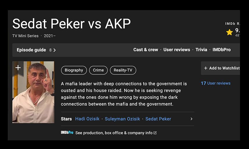 Sedat Peker'in videoları, IMDb’de listelenmeye başladı!