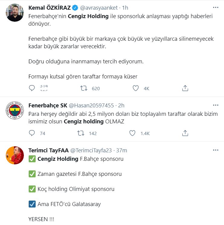 Fenerbahçe'nin yeni sponsorunun Cengiz Holding olacağı iddialarına taraftarlar ateş püskürdü!