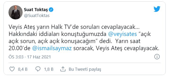 Halk TV'ye Veyis Ateş tepkisi!