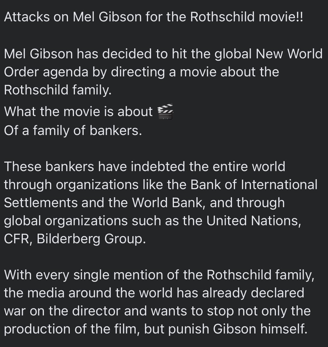 "Cesur Yürek" Mel Gibson, Rothschild ailesine karşı!