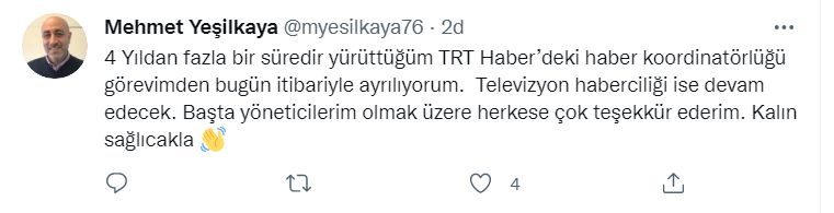 TRT Haber'de yaprak dökümü sürüyor... Haber koordinatörü Mehmet Yeşilkaya istifa etti!