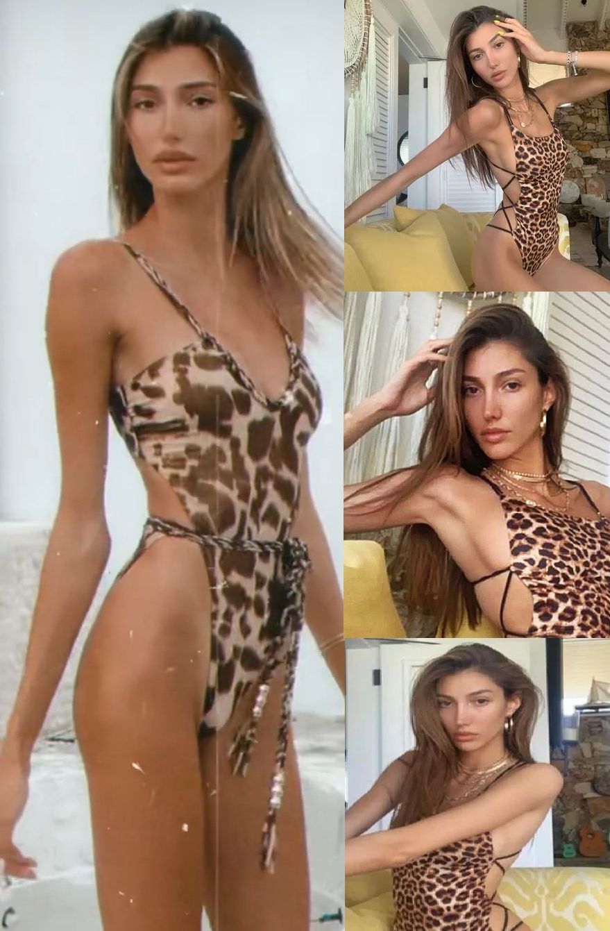 Şevval Şahin de 80’li yılların Leopar desenli bikini ve mayo modasına uydu!