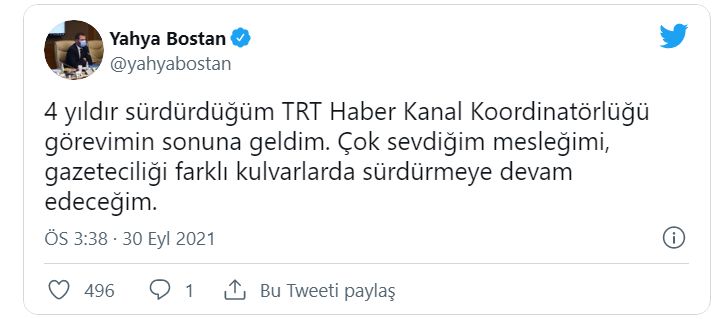 TRT Haber'den sürpriz şekilde ayrılan Yahya Bostan'ın yerine kimlerin adı geçiyor?