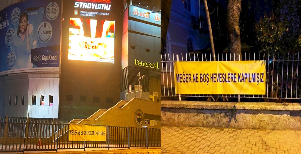 Fenerbahçe taraftarından 'Meğer ne boş heveslere kapılmışız' pankartı...!